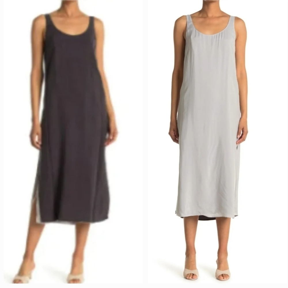 Club Monaco Women's Gray/Charcoal Reversible Tank Midi Dress Size Small